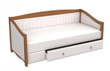 Кровать-диван Милано с выкатным ящиком белый воск-браун.jpg